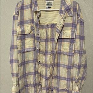 Purple and Cream Plaid Shirt